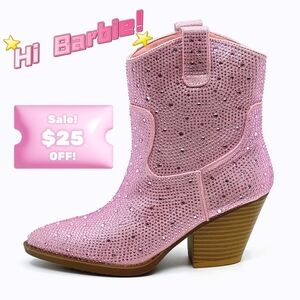Sparkling Pink Heeled Boots